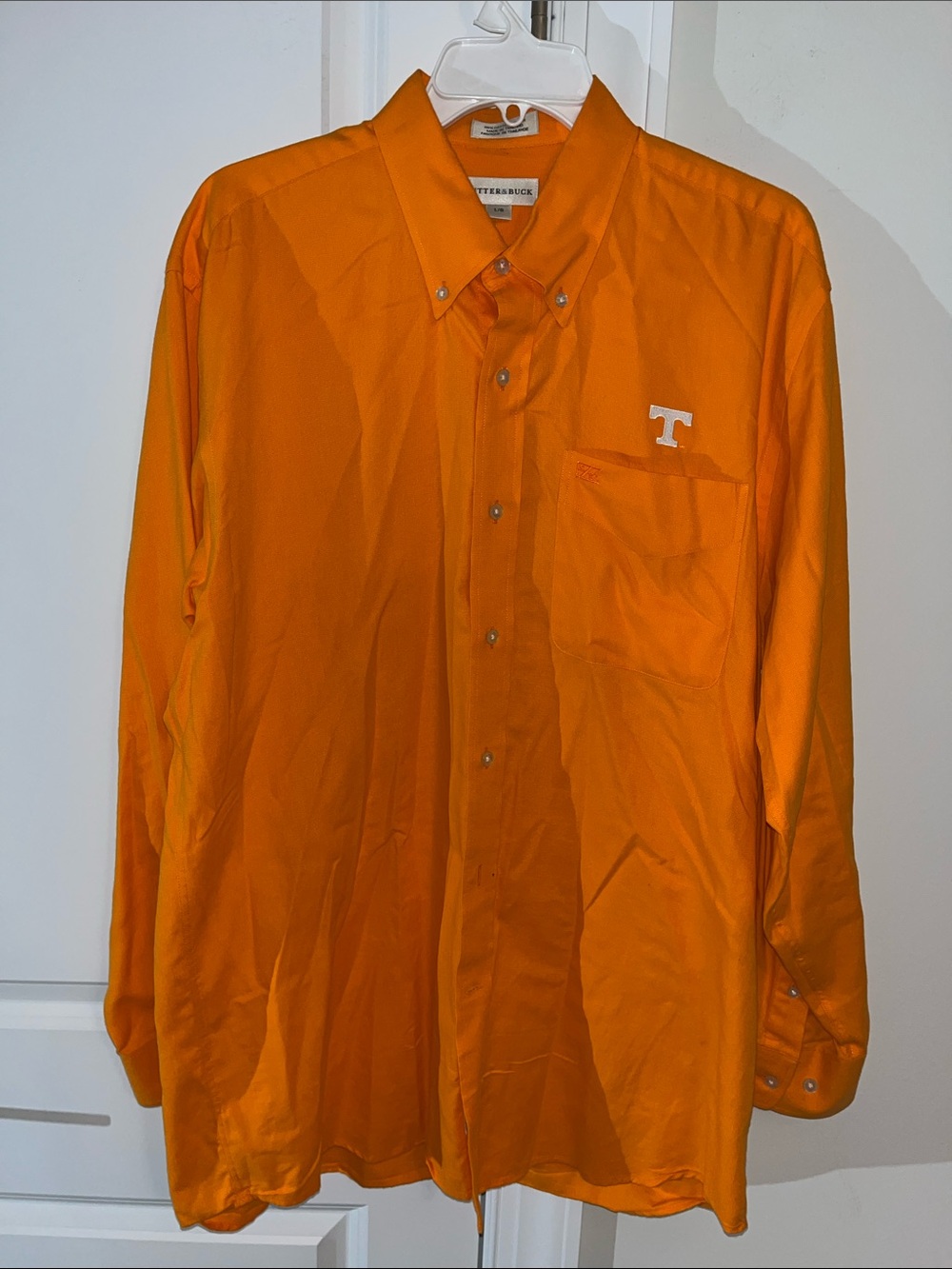 Big Orange Tennessee Volunteers Vols team button work polo shirt L mens Big Man